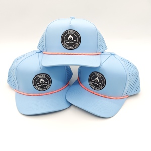 5패널 로프 골프 모자 맞춤형 고무 PVC 패치 로고 방수 야구 모자 스포츠 캡 - Product Image 4