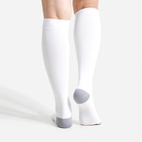 Chaussettes de compression de classe 1 en Spandex/Nylon/Coton, respirantes, résistantes à l'usure, hauteur genou, 2 paires pour marathon, course à pied, voyage, vol