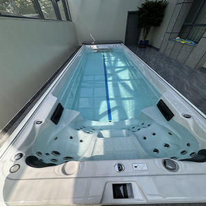 Piscine à débordement extérieure en acrylique à prix d'usine, <span class=keywords><strong>spa</strong></span> de nage avec 4 sièges de massage et bain à remous - Product Image 6