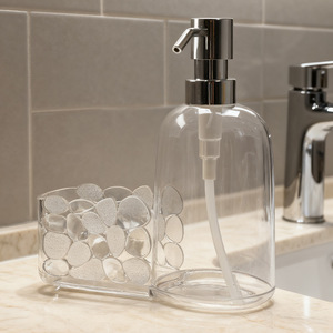 Liquid <b>Soap</b> Dispenser Plastic Manual Pump Desktop Contemporary Design - Product Image 1
