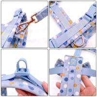 Harness Anjing Ergonomis Anti Tarik Custom, Set Tali Tangan Bebas yang Dapat Disesuaikan, Set Harness Anjing Anti Tarik Bahan Corduroy Bermotif