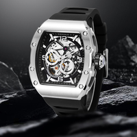 Montres Homme Marque Originale Montres Automatiques Creuses Montre Mécanique de Luxe pour Homme en Forme de Baril