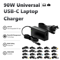 Pengisi Daya Laptop USB-C Universal 90W dengan 20 Tip Pengganti Adaptor AC untuk Dell HP Acer Asus Lenovo IBM Toshiba Samsung MacBook
