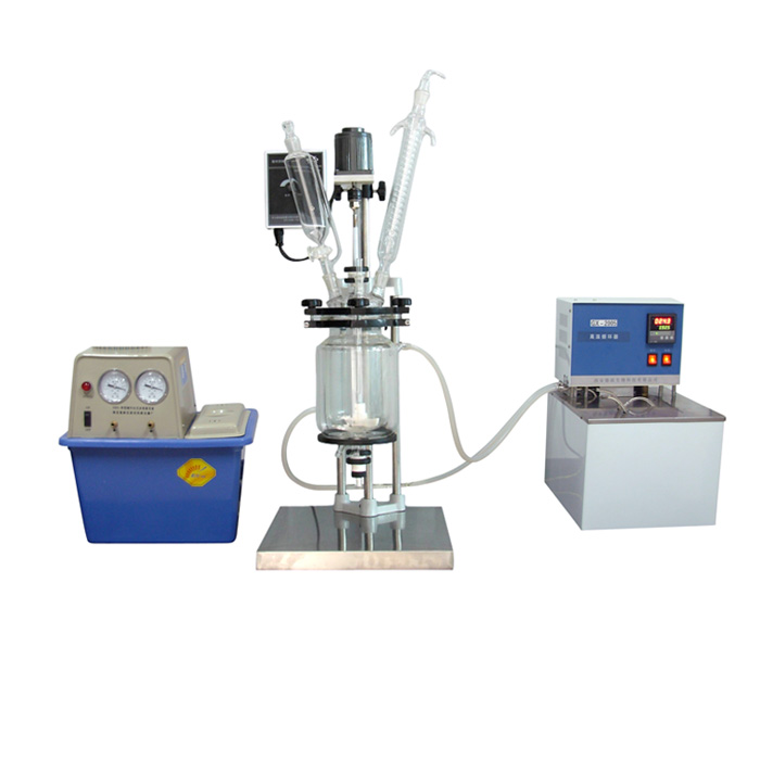 Производство лабораторного мини-оборудования для химической реакции, мини-реактор из жакетированного стекла 1 л с конденсатором Relux и разрядным клапаном из ПТФЭ