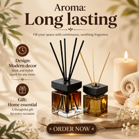 Diffuseur de parfum à roseaux de luxe, écologique, grande capacité, parfum lavande, avec couvercle en bois, flacon carré en verre 500 ml, bâtonnets aromatiques personnalisés