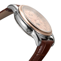 Montre Forsining pour homme, mode rétro, montre-bracelet multifonctionnelle à mouvement automatique analogique en cuir véritable pour homme, phase de lune