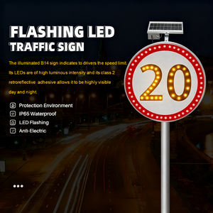 Sıcak satış 650mm 850mm yol trafik uyarı işareti IP65 su geçirmez yanıp sönen güneş hız sınırı 30 LED trafik işareti - Product Image 2