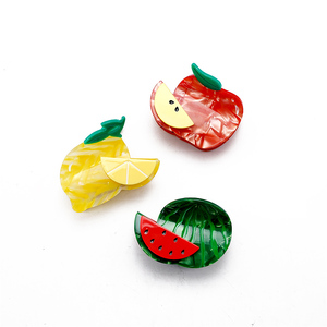 Pinza de Pelo Unisex de Acetato con Forma de Fruta, Diseño Realista de Sandía/Limón/Manzana, Se Acepta Diseño Personalizado para Bodas - Product Image 1