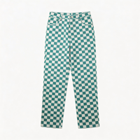 Ensemble en jean à carreaux High Street 2026 pour homme – Tenue décontractée deux pièces surdimensionnée : veste et pantalon streetwear