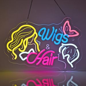 Wigs & Hair Letreros Neon LED indoor hanging ambient light shop <b>sign</b> wall decoration light entrance indicator light Customized - Product Image 1