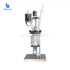 Mini reactor de vidrio estándar de doble camisa con acero inoxidable 304 - Product Image 6