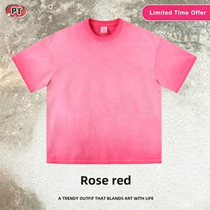 T-shirt Américain en Coton Délavé Rétro Teint à Froid Effet Vieilli Coupe Ample Style Homme Série Couleurs Instagram Vêtements pour Hommes - Product Image 6