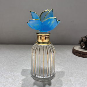 Faceted Crystal Glass Perfume <b>Bottle</b> with Gold Cap Cylinder <b>Stopper</b> Fragrance Container Refillable Empty <b>Bottle</b> for Home Decor - Product Image 2