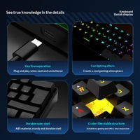 Clavier à membrane 61 touches, clavier de jeu rétroéclairé RGB, filaire, portable, compact, pour ordinateur de bureau