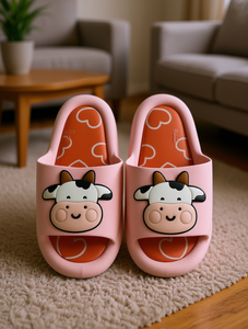 Pantuflas de vaca rosa de dibujos animados, antideslizantes, de EVA, con punta abierta, para el hogar, para todas las estaciones - Product Image 2