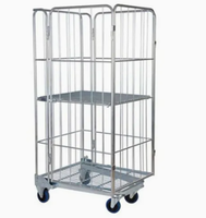Mracking Heavy Duty Warehouse Stacking Storage Supermarket Logistics Trolley Roll Containers 4 Sides Roll Cage with Wheel