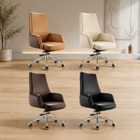 Chaise de bureau exécutive ergonomique en métal et fer, siège en mousse moulée, hauteur réglable, base pivotante, dossier haut, support lombaire, pour bureau à domicile