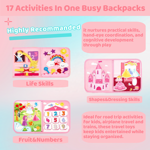Jouets sensoriels Montessori FY, thème château princesse, activités pour tout-petits <span class=keywords><strong>de</strong></span> 3 ans et plus, planche d'activités, sac à dos, apprentissage cognitif, motricité fine - Product Image 5