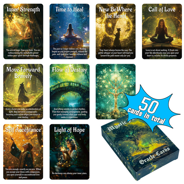 50 Game Cards Tarot Board Game with Forest God Design for Interactive Party Entertainment Paper Material Color Box Packaging