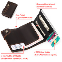 Dompet Lipat Ganda Pendek Kulit Asli Anti Maling RFID Blocking dengan Ritsleting & Kancing Pengunci, Tempat Kartu Unisex
