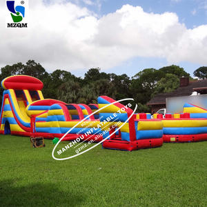 Carrera de obstáculos inflable comercial colorida Radical Run con tobogán Kids Fun Run Challenge Juegos deportivos - Product Image 6