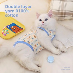 Vêtements pour chat : Tenue anti-chute de poils et protectrice du ventre pour chatons Ragdoll, motif dessin animé, couleur dégradée, quatre pattes, style été léger - Product Image 1