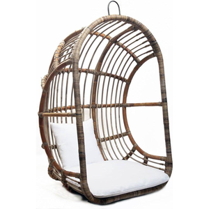 เฟอร์นิเจอร์กลางแจ้ง เก้าอี้หวายเทียมทรงไข่แบบพับได้ พร้อมขาตั้ง - Product Image 1