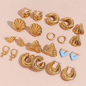 316L acier inoxydable 18K or PVD plaqué bijoux mode boucle d'oreille accessoires moulé <span class=keywords><strong>Double</strong></span> U forme brillant creux Clip boucles d'oreilles - Product Image 5