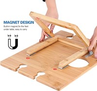 Plateau à fromage de collation d'intérieur de haute qualité, Table de pique-nique pliante en bambou Portable d'extérieur avec vin de Champagne et support en verre