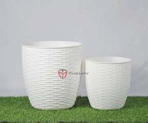 Pot rond en osier, pot auto-arrosant, pot en osier tissé à la main, pots et jardinières ronds fins - Product Image 1