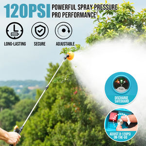 Overzeese Magazijn Spot 16l Elektrische Sproeier Met Toverstaf, 0-120 Psi Verstelbare Drukspuit, Batterij Aangedreven Rugzakspuit - Product Image 2