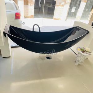 Baignoire hammock moderne autoportante en acrylique blanc pour intérieur, avec drain, idéale pour hôtel, appartement, villa, salle de bain - Product Image 1