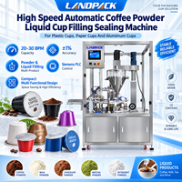 Machine de remplissage, conditionnement et scellage automatique pour liquides alimentaires, protéines, herbes, lait, café moulu et poudre en dosettes et petits contenants