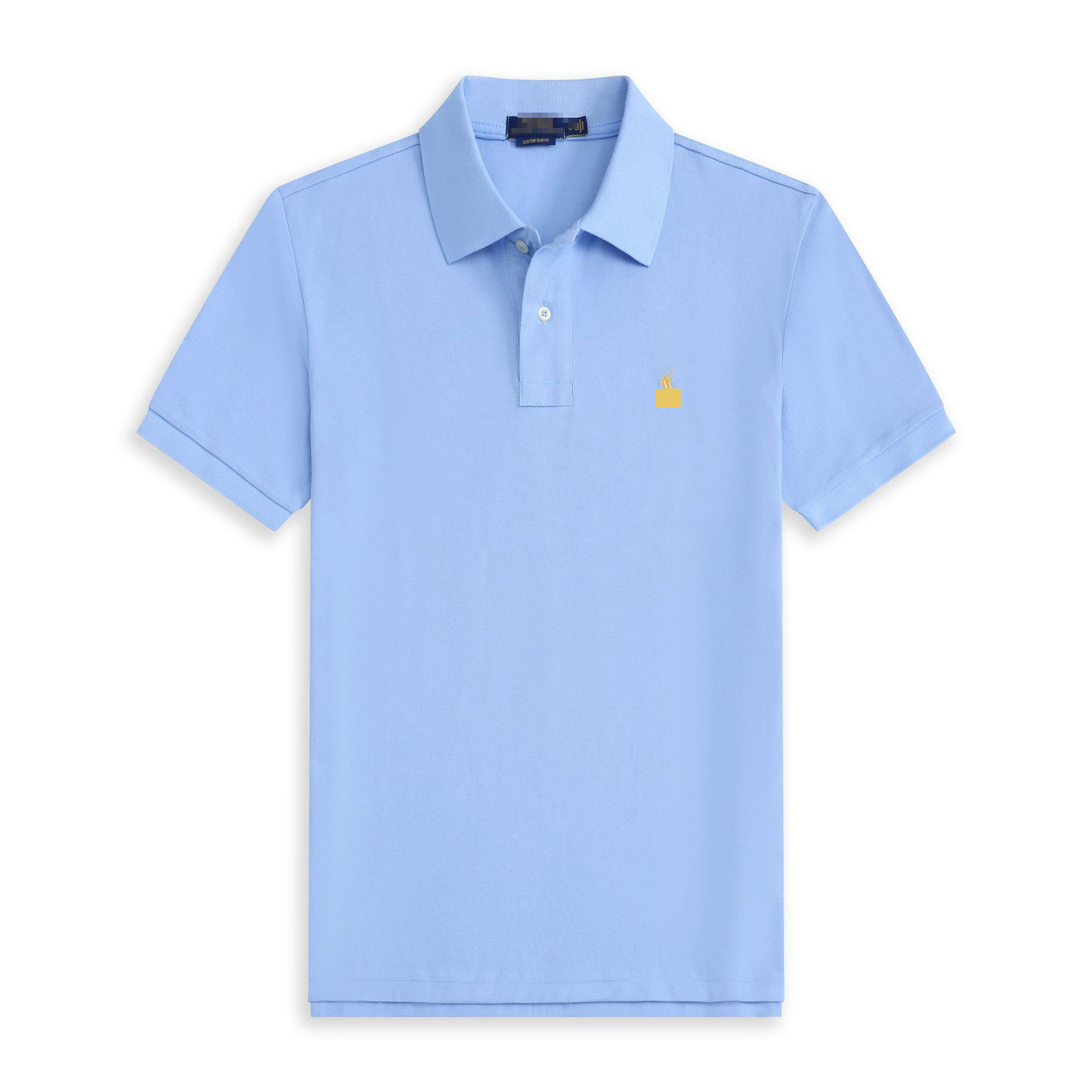 Polo manga corta-azul cielo etiqueta amarilla
