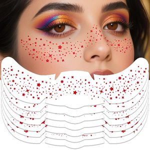 Custom Metallic <b>Red</b> Foil Freckle Temporary Tattoo Sticker <b>Glitter</b> Face Festival Makeup Patch - Product Image 1