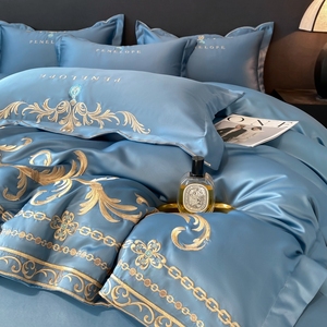 Juego de Funda de Edredón de Lujo Bordada 100% Algodón, Tamaños Queen y King, Sábanas Suaves y Fundas de Almohada para Hotel, Boda, Uso Doméstico - Product Image 2
