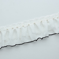 Rideau français dentelle 9CM perle dentelle bord Vertical côté large bord brodé Soluble dans l'eau Patchwork gaze garniture