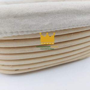 Cesta de fermentación de ratán hecha a mano para hornear pan de masa madre, Brotform ovalado redondo natural con forro de lino - Product Image 3