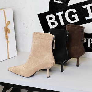 2026 New Retro Faux Suede Pointed Toe Thin Heel Versatile Elastic Ankle <b>Boots</b> - Product Image 5