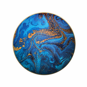 Ensemble d'assiettes de dîner en céramique bleue, vente en gros, fait à la main, pour fête de mariage, événement, restaurant ou hôtel, 12 pièces - Product Image 4