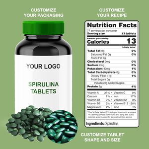 Venta directa de fábrica OEM ODM Tabletas de espirulina cruda orgánica Soporte inmunológico natural Aumento de energía para batidos Proteína Vitamina - Product Image 3