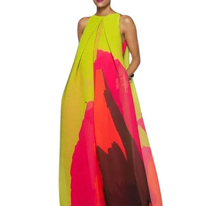 Abito da spiaggia estivo senza sonno multicolore girocollo - Product Image 2