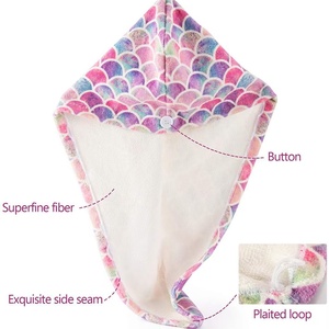 Toalla de microfibra absorbente con logo de sirena impreso personalizado, turbante para secar el cabello, accesorios para el cabello con diseño de escamas de pez - Product Image 5