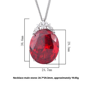 Fashion Jewelry 25*30mm Big Red Zircon Jewelry Eco-friendly Copper Retro Large Gemstone Egg <b>Statement</b> Pendant <b>Necklace</b> for Women - Product Image 6