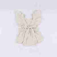 1 pièce Combinaison sans manches à imprimé écossais et volants pour nouveau-né fille, avec bandeau à nœud, personnalisable avec logo privé