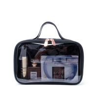 KONCAI Nouveau style de sac cosmétique transparent en PVC avec logo personnalisé Pochette de maquillage transparente Trousse de beauté