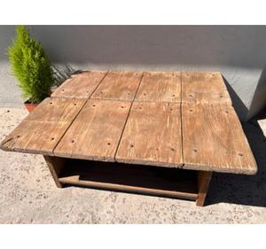Table basse moderne simple à deux coussins Finition marron chaude Meubles de salon en bois massif pour la maison et la décoration du couloir - Product Image 1