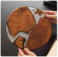 Plateau à thé et à dîner en bois et résine époxy haut de gamme, style chinois, fait main, pour service à thé, rangement de tasses et de bijoux, cadeau d'affaires