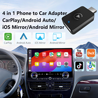 Adaptateur sans fil CarPlay 4-en-1 pour téléphone vers voiture, télécommande GPS, port Type-C, prend en charge Android Auto/iOS/Android Auto Mirroring, lecture vidéo