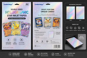 กระดาษภาพถ่ายอิงค์เจ็ทโฮโลแกรมสองด้าน 300gsm สีใหม่ปี 2027 สำหรับการ์ด TCG แบบกำหนดเอง การ์ดโปเกมอน - Product Image 4